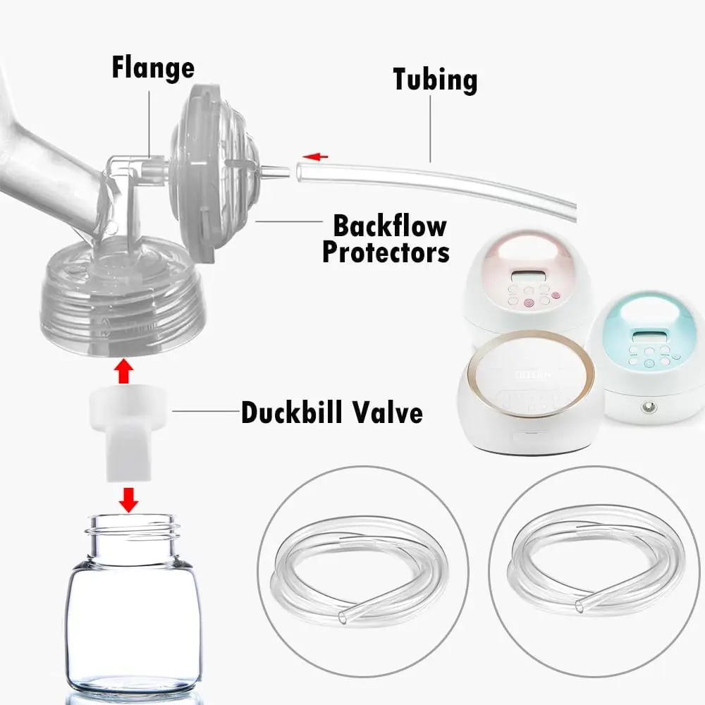 Backflow Protector and Tubing Compatible with Spectra S1 Spectra S2 Spectra 9 Plus Breast Pumps, Spectra Breast Pump Replacement 3