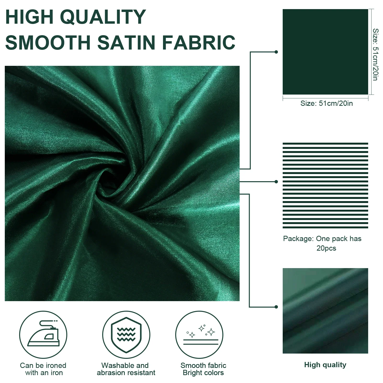 Description Picture 5 of item12Pcs 30*30cm Square Satin Table Napkin Hotel Serving Table Napkins Washable Handkerchief  Wedding Birthday Banquet Decoration
