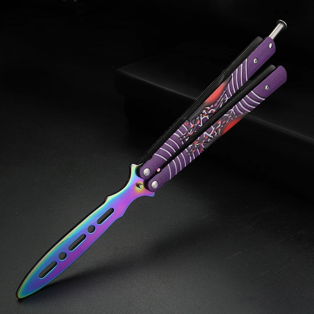 Pink Spider Blunt Butterfly Knife Novice Safety Training Tool Folding