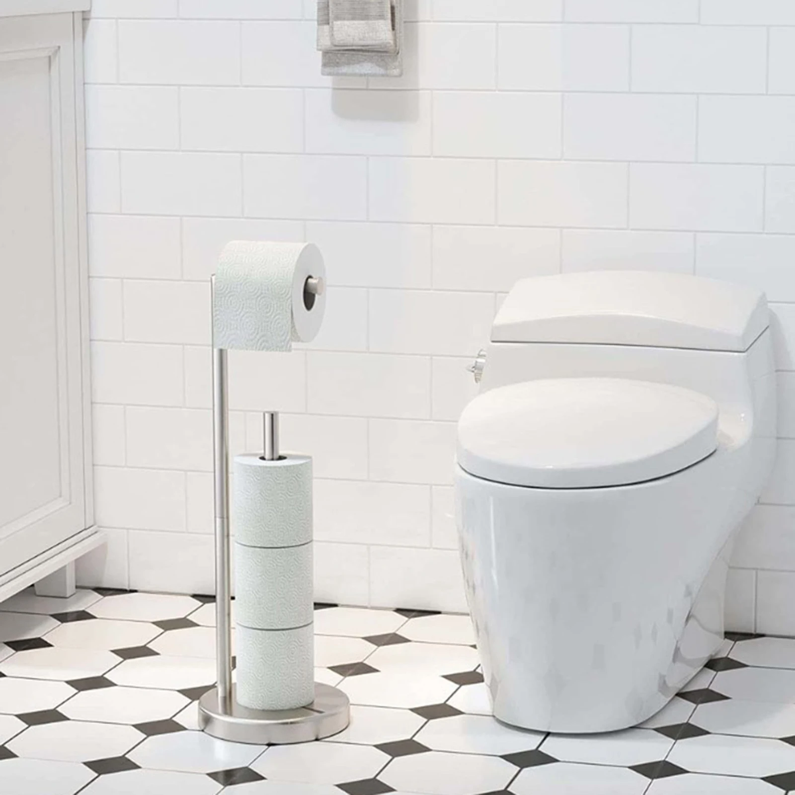 Toilet Paper Holder Stand 1/3 Rolls Bathroom Floor Storage with Dispenser Rustproof Freestanding Tissue Rack Bathroom Holder toilet paper holder toilet paper rack toilet roll holder tissue holder