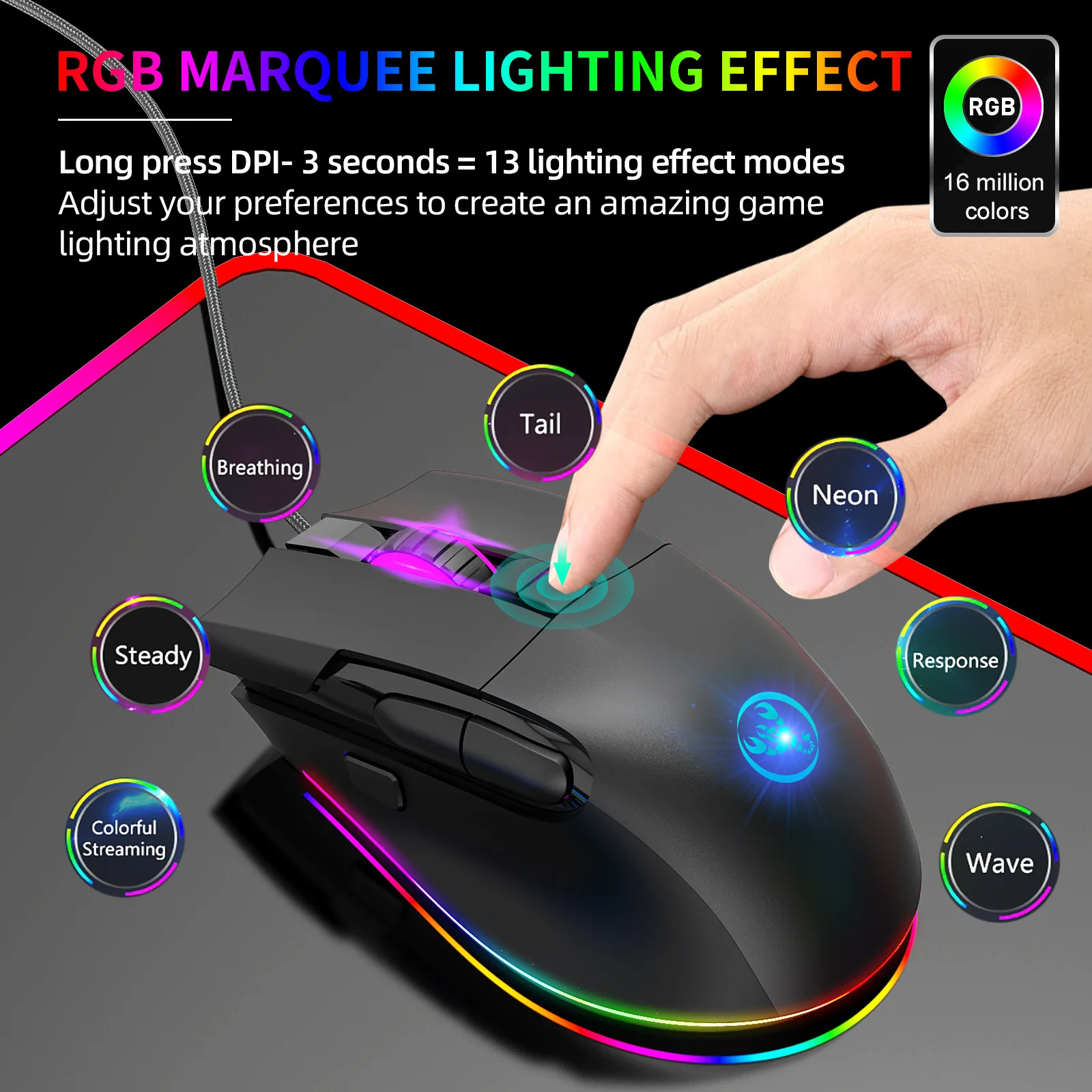 Gaming Mouse Programmable Wired Mouse 7200DPI 8 Button USB Computer Mouse Gamer RGB Mice With Backlight Cable For PC Laptops best gaming mouse for large hands