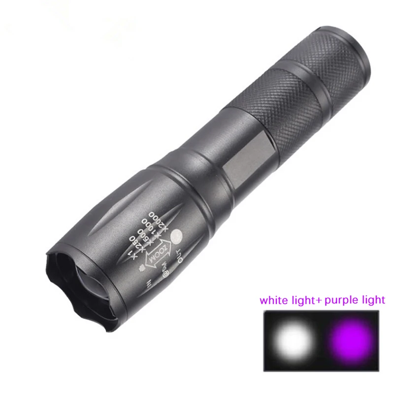 

2-In-1 White Lamp Double Lamp Retractable Flashlight LED Zoom Light UV Pet Urine Stain Detector Outdoor Tool