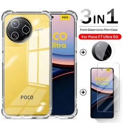 Transparent Protective Case with Camera Glass and Screen Protector for Poco F7 Pro (1front 1lens 1case)