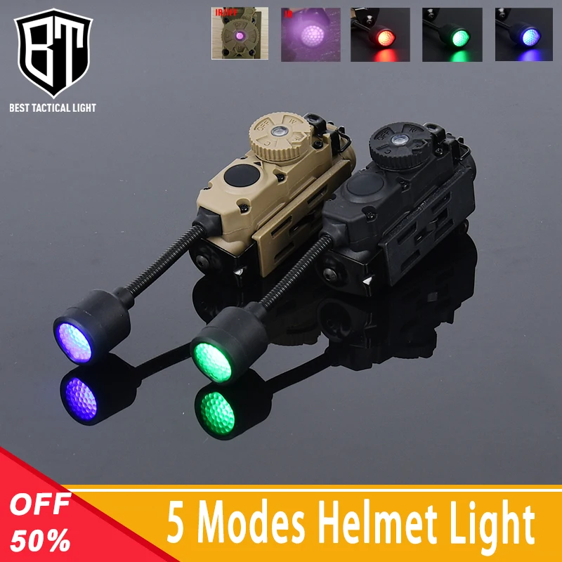 

WADSN Tactical Helmet Light Charge 5 Modes Green Red Blue IR Laser White LED Lamp Energy Saving Outdoor Scout Hunting Accessory