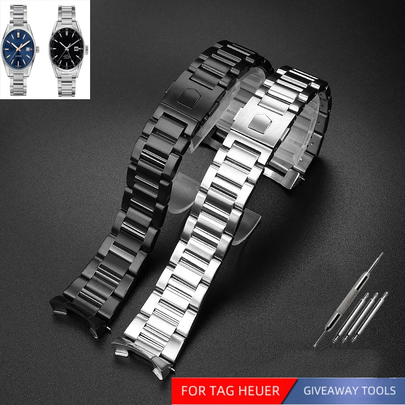 

For TAG Heuer Metal strap Race Dive Calera series black water ghost Silver Black stainless Solid steel watchband 22mm 24mm