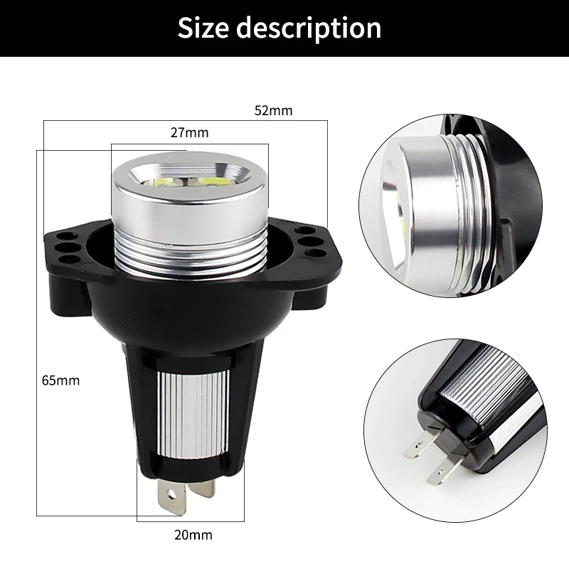 KIT ANGEL EYES LED H8 12W Phare Avant Blanc Pour BMW Séries 3 E90 E91