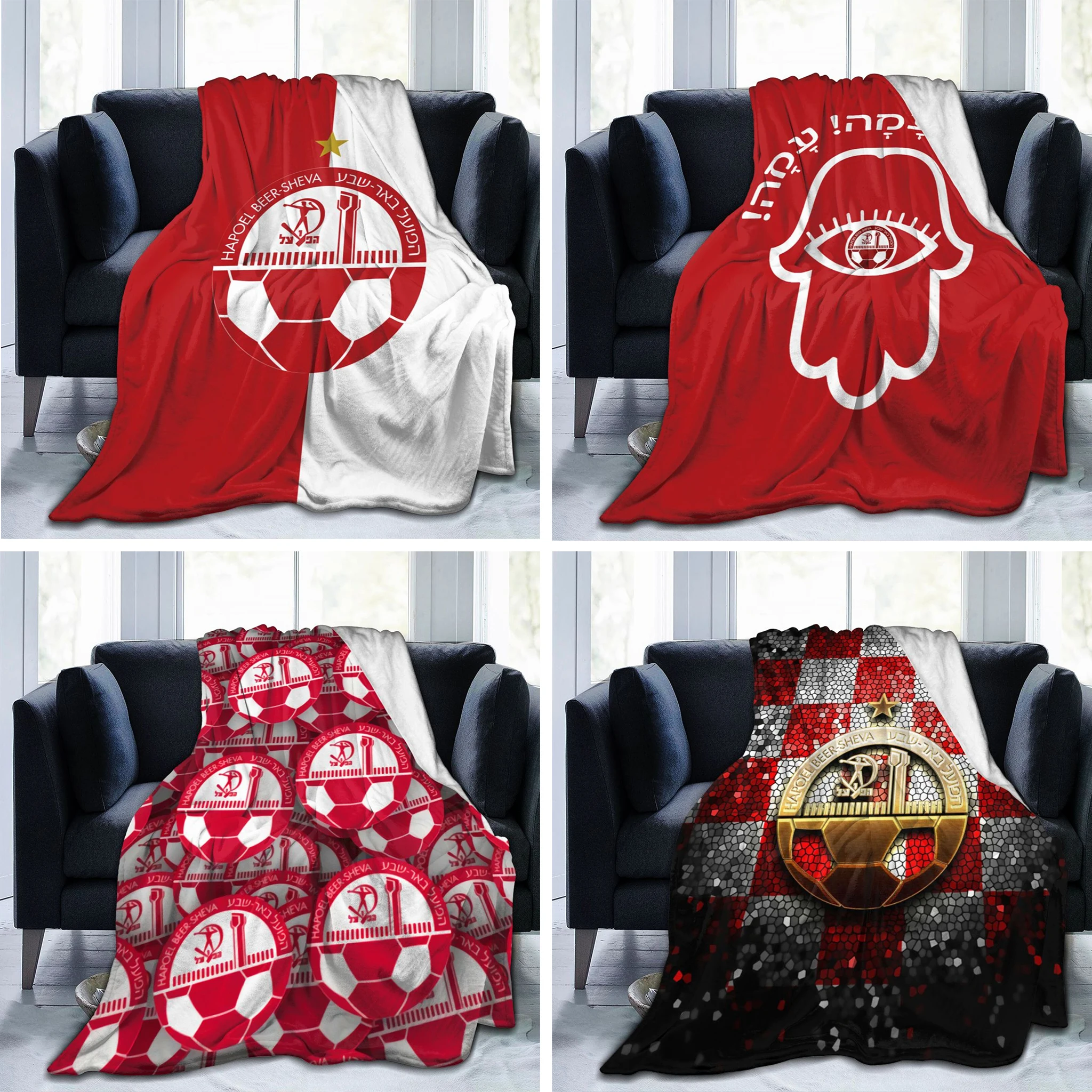 

3D Print Hapoel Beer Sheva Flannel Throw Blanket Warm Bed Blanket for Travelling Camping Living Room Sofa Bedroom Decor Gifts