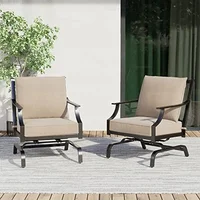 Outdoor Rocking Chair Set with Thick Cushions 2-Pieces Garden Porch Poolside Upgraded Comfort and Sturdy Steel Construction 2