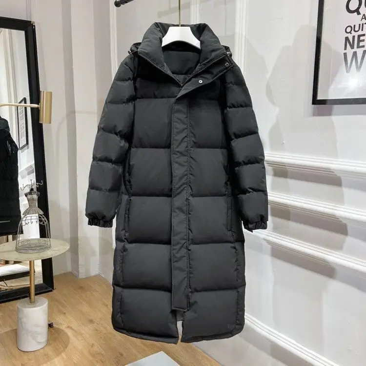 

2023 Fashion Winter Female Hooded Puffer Parka Outwear Lady Casual Thick Warm Long Jacket Women White Duck Down Coat X92