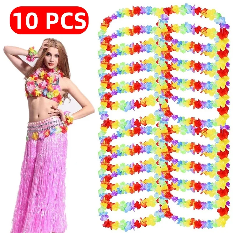 

10 Pcs Hawaii Party Flower Wreath Artificial Flower Garland Necklace Hawai Festoon Farmhouse Decor Christmas Halloween Supplies