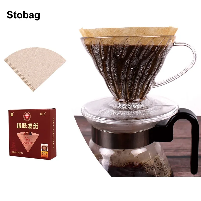 

StoBag Kraft White Coffee Filter Paper Hanging Ear Packaging Bag Pouches Set Sealed for Beans Tea Powder Storage Pocket Portable