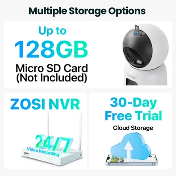 ZOSI C528 6MP/4MP HD Dual-Lens Indoor WiFi Security Camera Plug-in 360° Views Pan/Tilt Home Surveillance Baby/Pet Dog Monitor 6