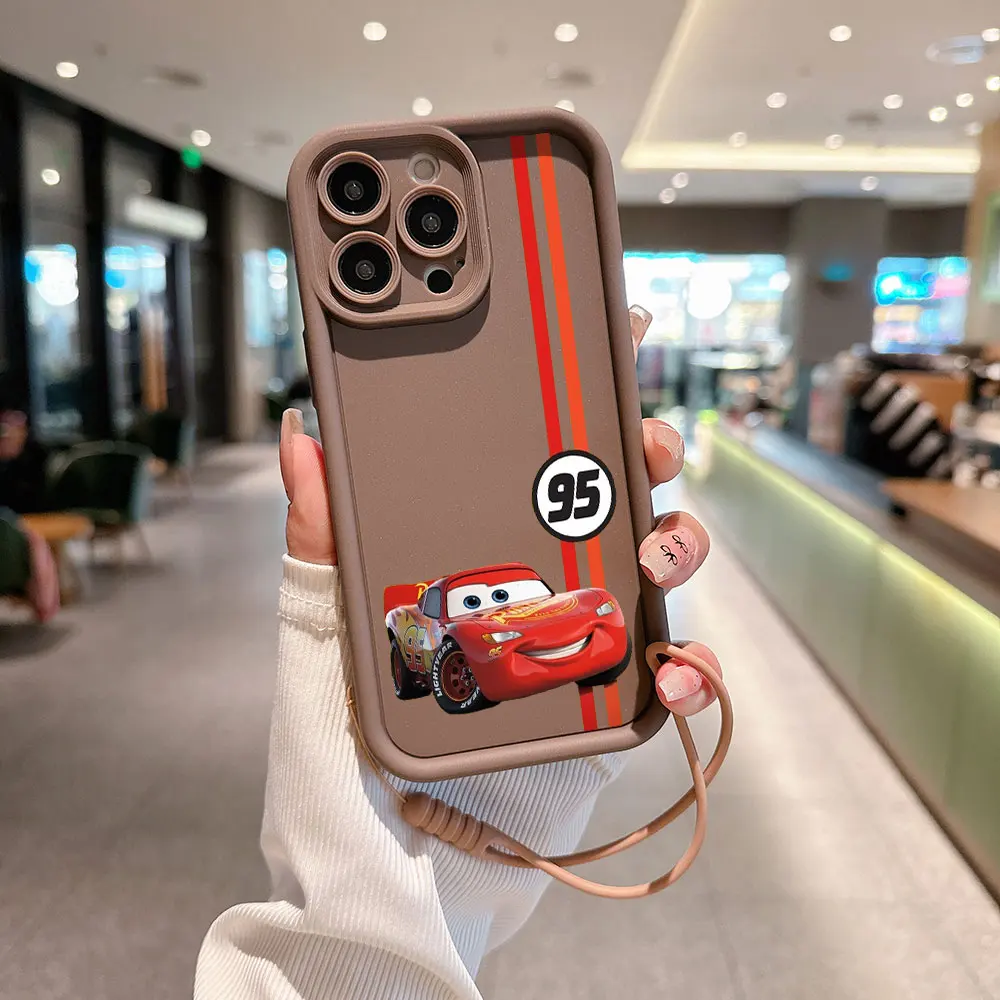 thumbnail image 1 of Cars Lightning McQueen 95, funda de teléfono para IPhone 15, 14, 13, 12, 11 Pro Max, Mini, XR, XS, X, 7, 8 Plus, TPU suave con correa de mano, 1 of 5