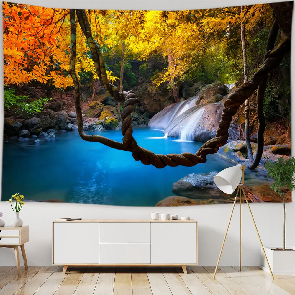 Forest Plant Waterfull Landscape Home Decor Natural Scenery Mountain