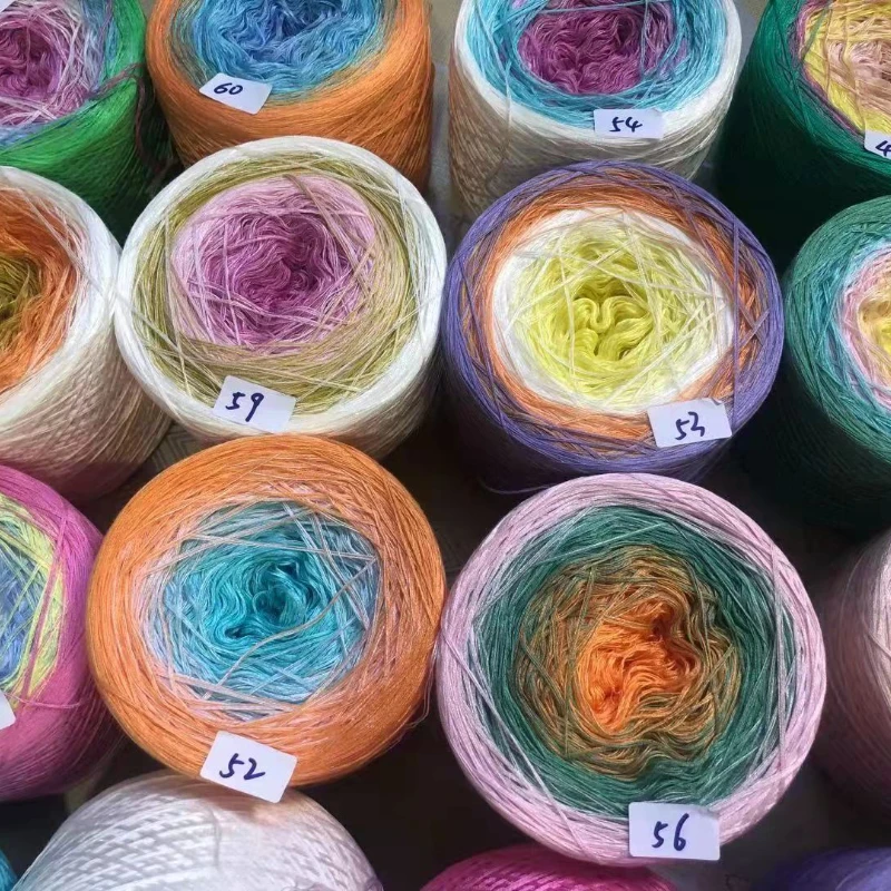 300g Colorful Pure Cotton Cake Gradient Cotton Rainbow DIY Scarf Shawl Skirt Wool 5
