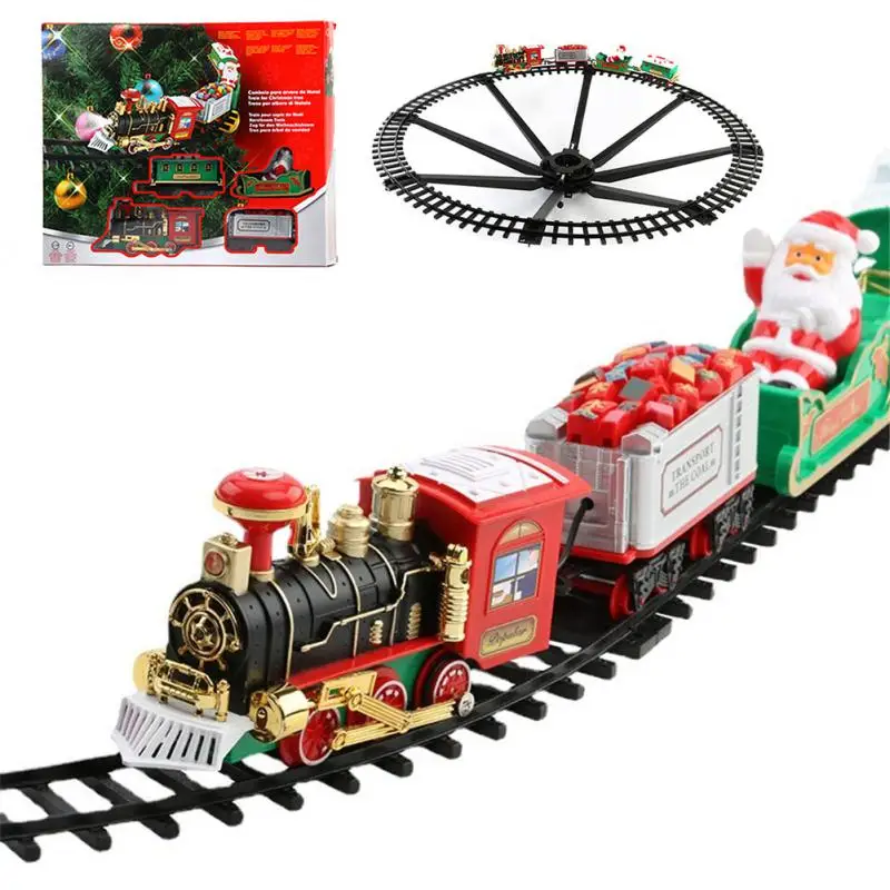 

Electric Christmas Train Toys Railway Cars Racing Tracks With Music Santa Claus Christmas Tree Decoration Train Model Toys Gifts