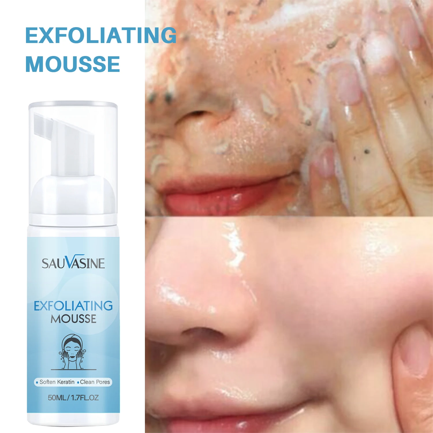 Foaming Exfoliating Mousse Deep Remove Cleaning All Skin Types Wash Face Smooth Moisturizing Skin Exfoliator Unblock Pores 50ML eelhoe anti acne foaming cream cleanser removes pimples and blackheads shrink pores oil control skincare deep cleaning face wash