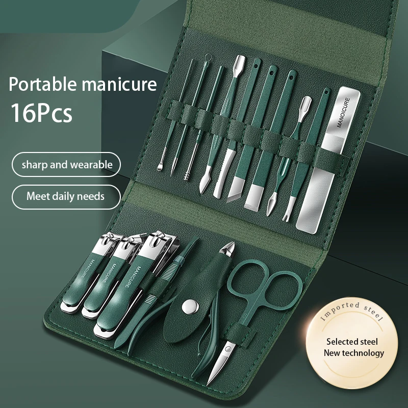 Portablenailclipperset1216PcsWholesalenailclipperstainlesssteelpedicureprofessional