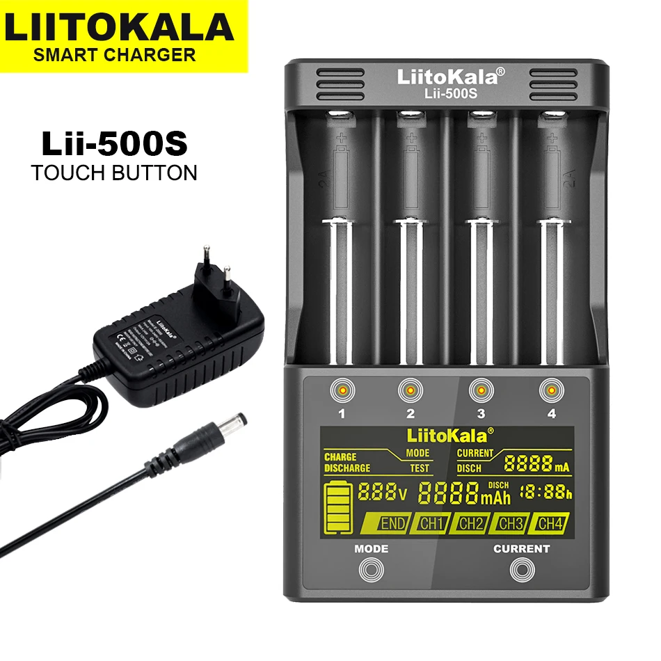 

Liitokala Lii-PD4 Lii-202 Lii-402 Lii-500S Lii-S6 LCD 3.7V 21700 18650 26650 10440 18350 1.2V AA/AAA Lithium Battery Charger