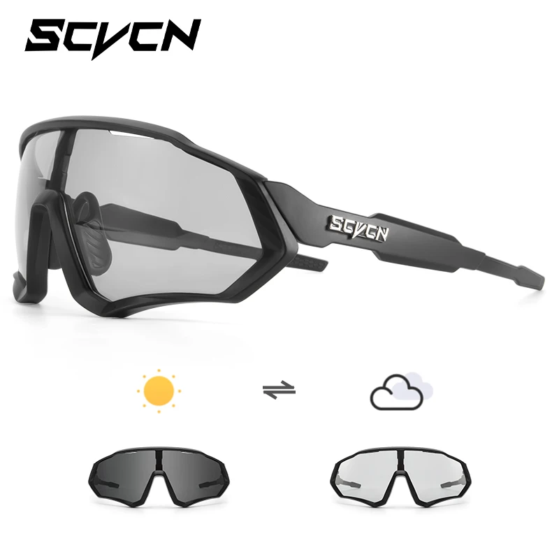 SCVCN Brand Photochromic Sports Cycling Glasses Bicycle Eyewear
