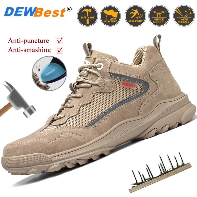

2022 New Men's Work Sneakers Anti-Slip Anti-Puncture Boots Work Safety Protection Steel Toe Shoes Safety Boots