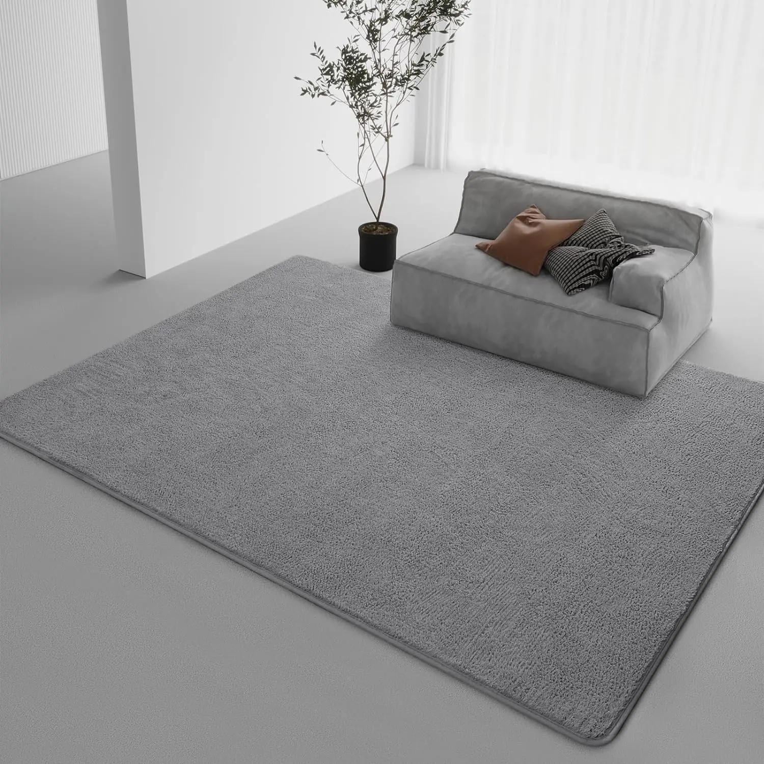 

Large Size Living Room Rug Soft And Skin Friendly Bedroom Carpet Gray Bedside Floor Mat Nonslip Baby Game Mat Decoration Home