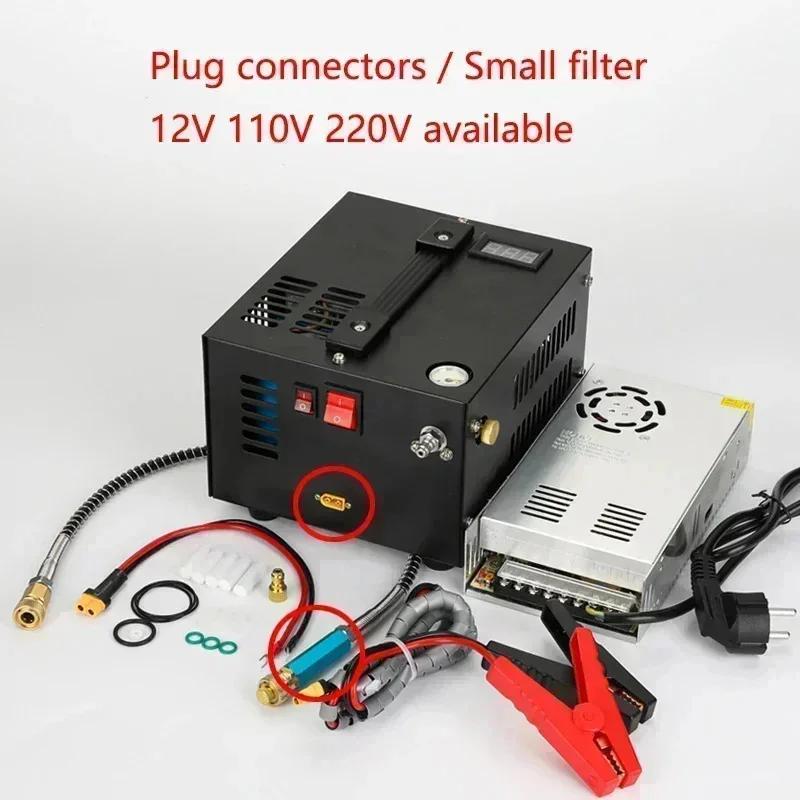 12V 110V 220V PCP ปั๊มเติม Air Compressor 300bar 4500Psi 30Mpa สําหรับล่าสัตว์ดําน้ํารถปั๊มคอมเพรสเซอร์ยางรถจักรยานยนต์ 1