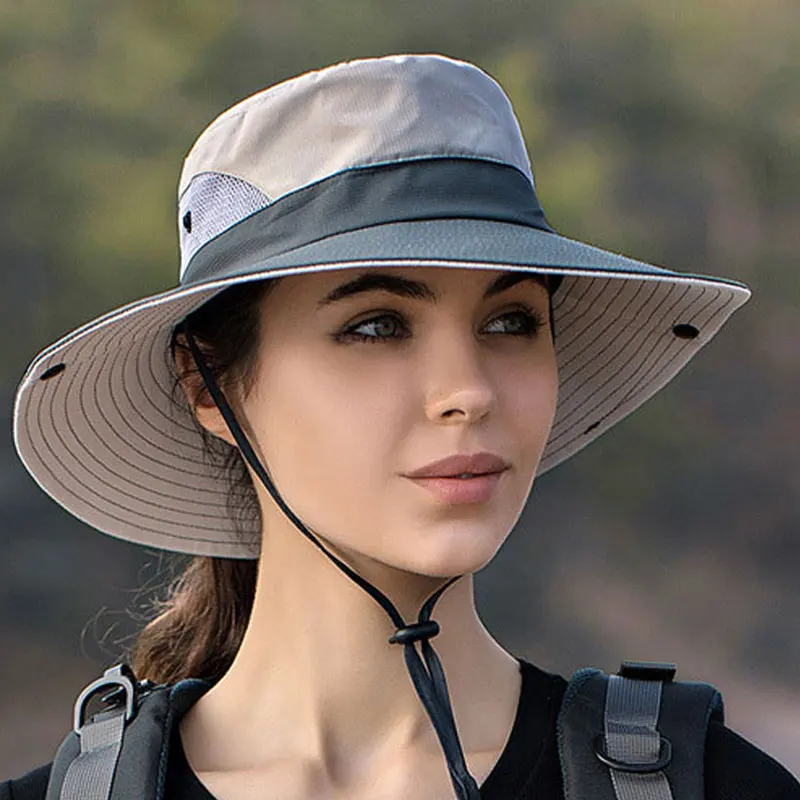 Parents-Child Fishing Hat 2023 Women Summer Ponytail Hat Outdoor UV Protection Bucket Hat Large Wide Brim Bob Hiking Sun Hat_voghion.com