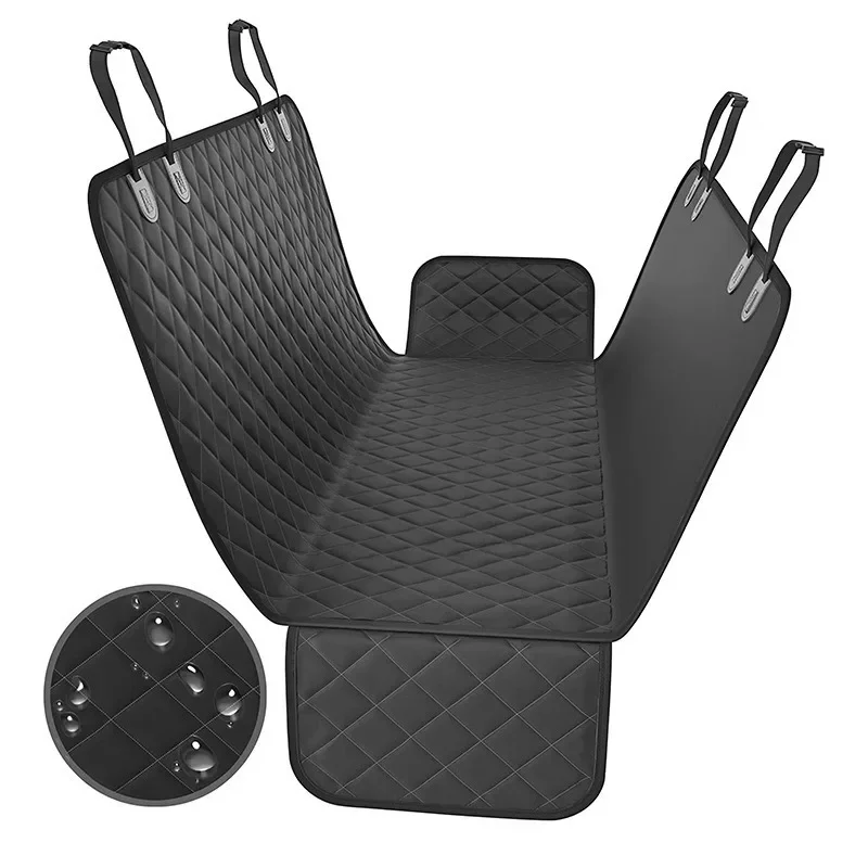 Dog Car Seat Cover for Back Seat Nonslip & Waterproof Rear Protector for Dogs 600D Heavy Duty Backseat Hammock Trucks Black