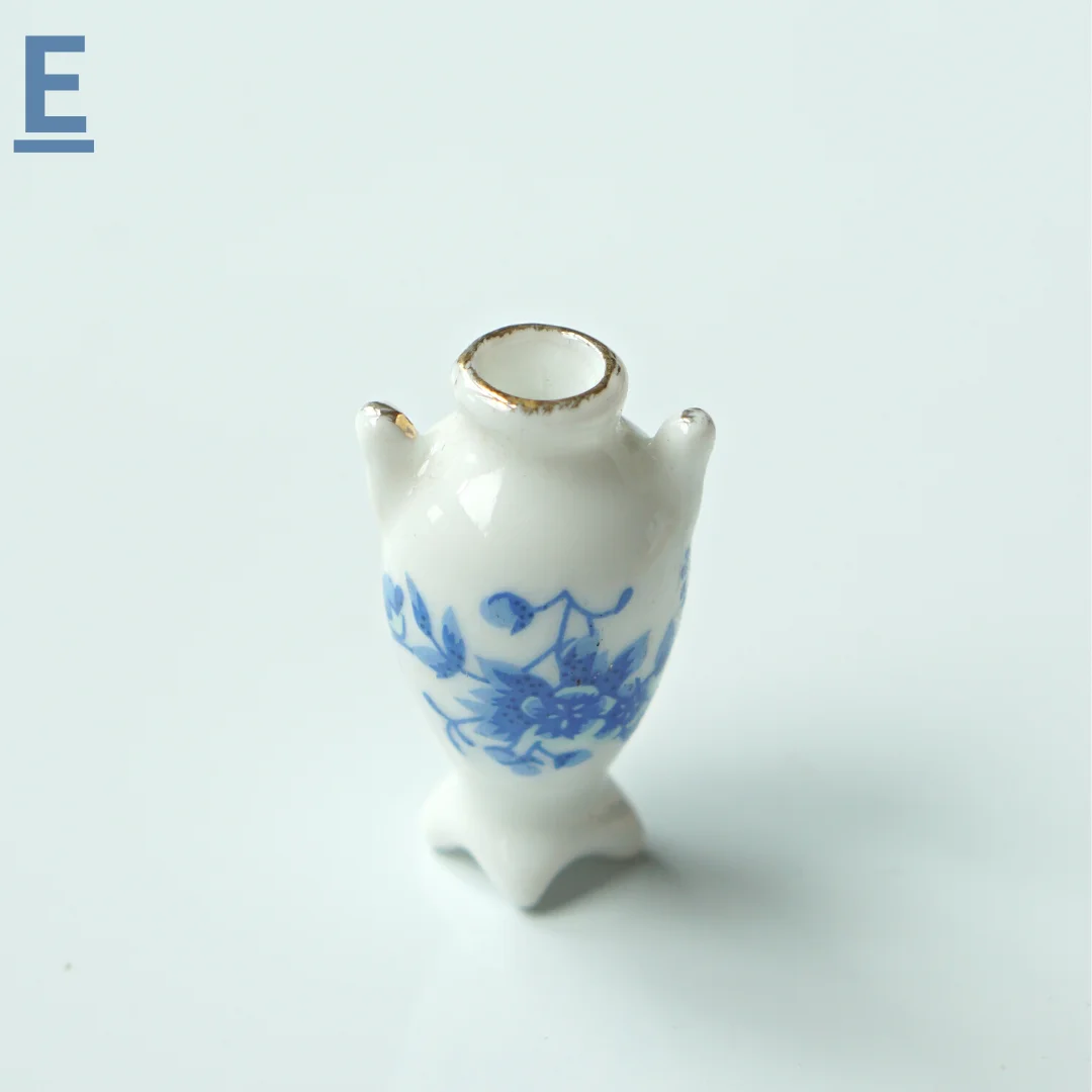 Set Di 3 Vasi In Miniatura In Porcellana Blu Scala 1:12 Per Casa Delle Bambole, Marca Aztec