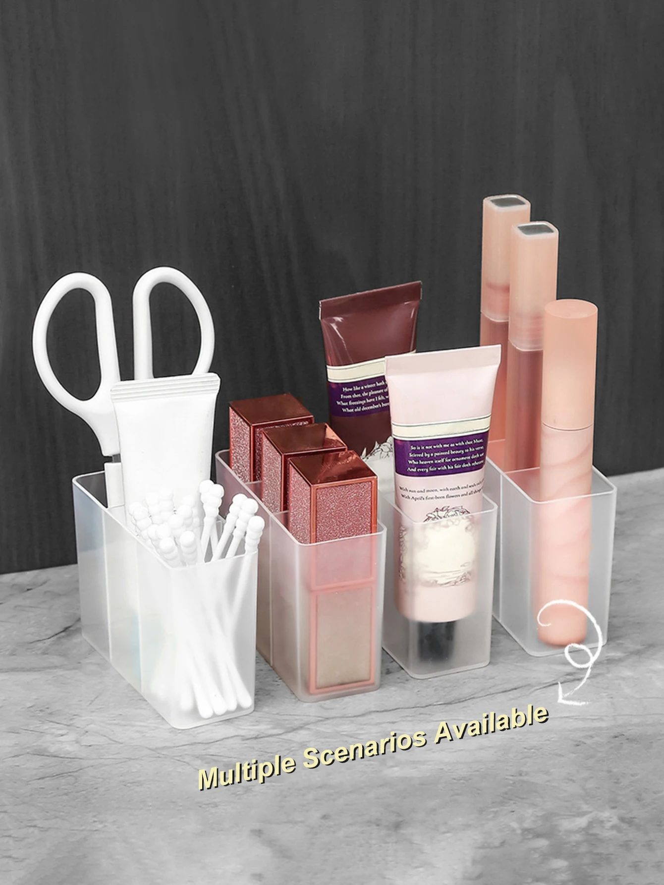4/8pcs Mirror Cabinet Storage Box Cabinet Door Wall Mounted Transparent Lipstick And Cosmetics Separation Without Punching 4
