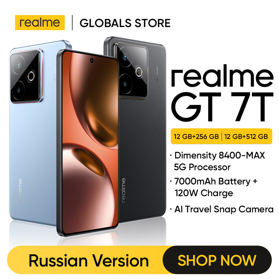 realme GT 7T 5G Smartphone Dimensity 8400-MAX Chipset 7000mAh Battery 120W Charge 50MP Sony IMX896 OIS Camera 6.8" 1.5K Display