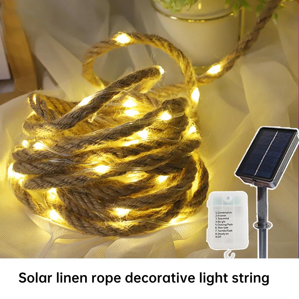 Fairy-Jute-Rope-String-Lights-5-Meters-50LEDs-2700K-Light-Solar-Battery ...