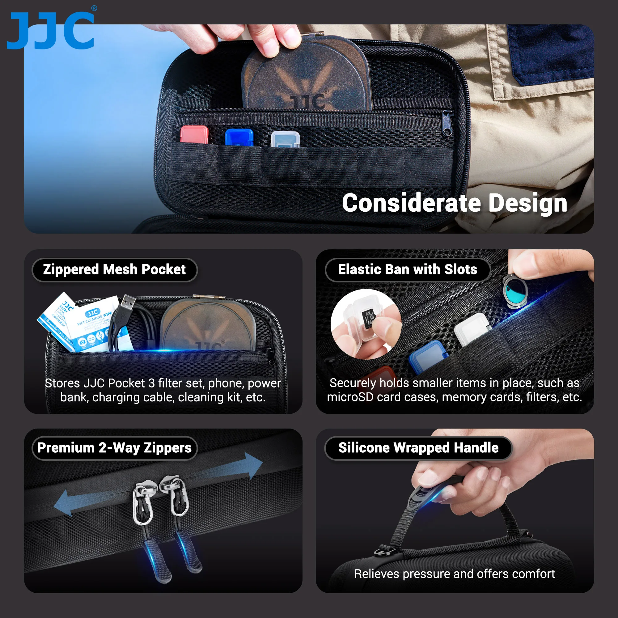 JJC Osmo Pocket 3 Carry Case Portable Hard Shell Travel Storage