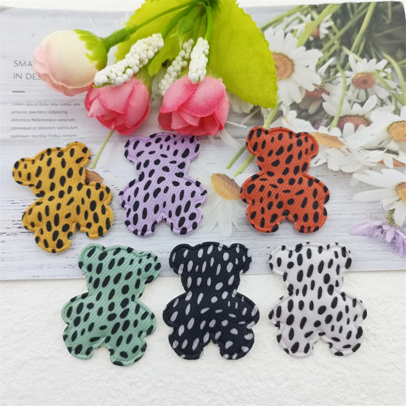 

100Pcs 3*3.4CM Leopard Bear Padded Cloth Fabric Patches for Clothes Hats Hairpin Ornament Accessories DIY Craft Embarrassment