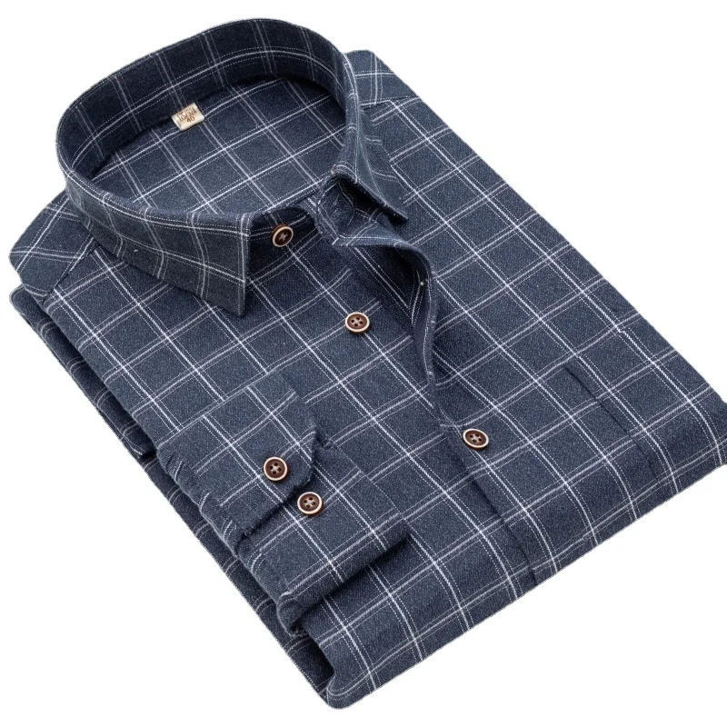 

2022 Branded Cotton Shirts Men Long Sleeve Summer Plus Size Plaid Shirt Striped Male Shirt Business Casual White New Regular Fit