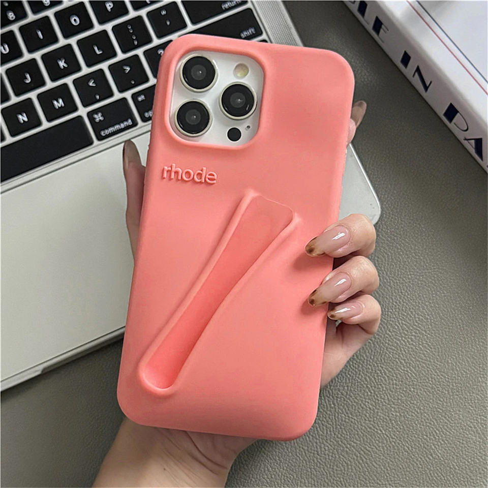 New Color Rhode for iPhone 13 16 Pro Max Lip Gloss Phone Case for IPhone 15 14 Pink Gray Lipstick Cover Holder Silicone Cover