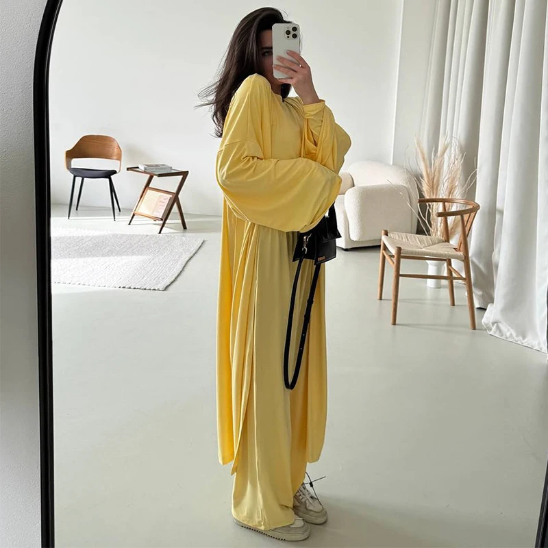 Elegante Feste Hosen Set Frauen Lose Lange Strickjacke Oansatz Volle Hülse Hemd Plissee Gerade Hosen 2025, Mode Büro Anzug – Detail 21