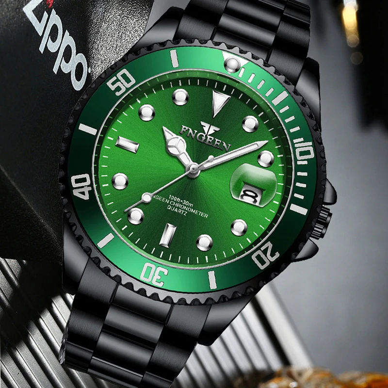 FNGEEN Fashion Ultra-thin Mens Watches Luxury Men Analog Quartz Watch Business Military Stainless Steel Date Sport Wristwatch