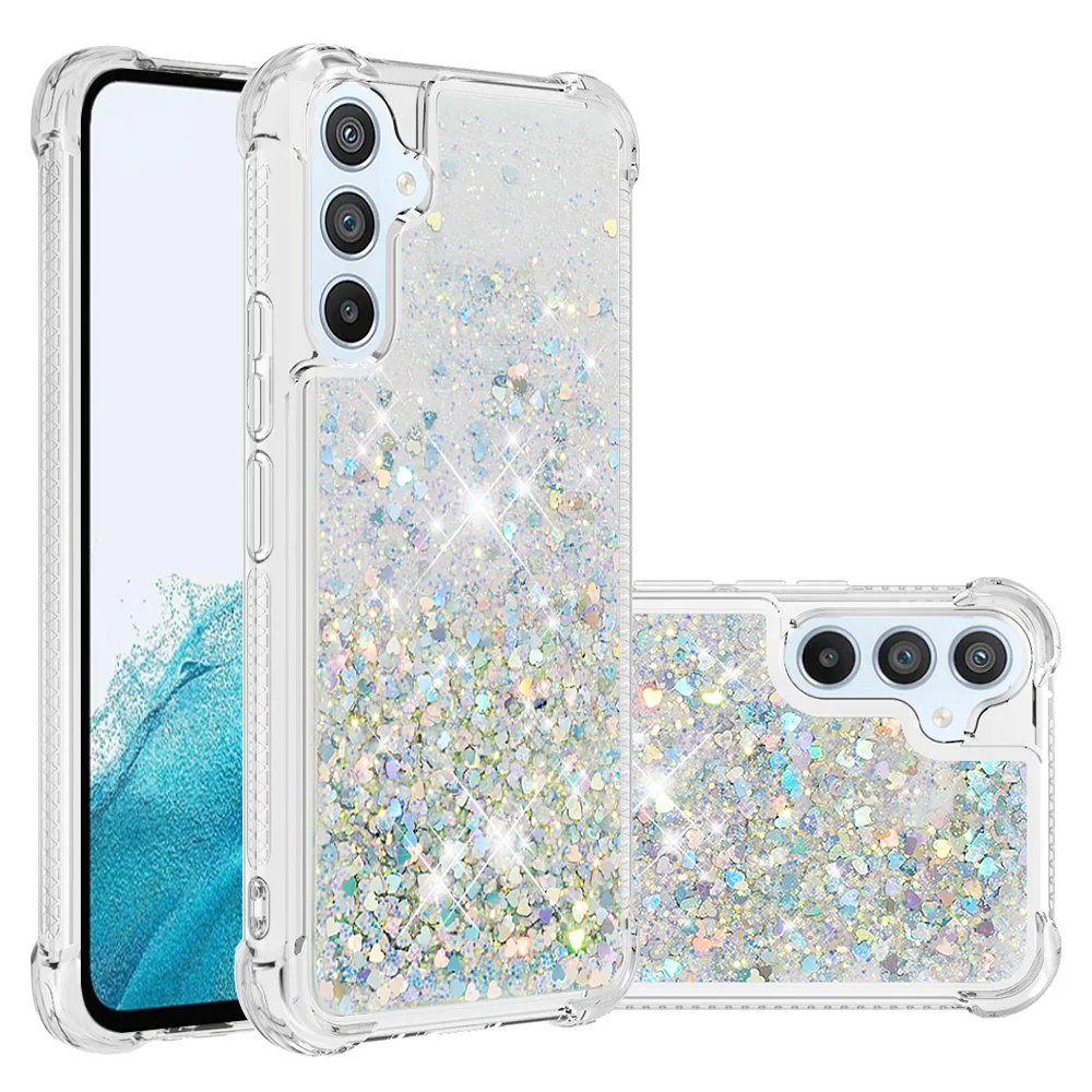 Sparkling Clear Liquid Quicksand Phone Cover with Dynamic Glitter Design