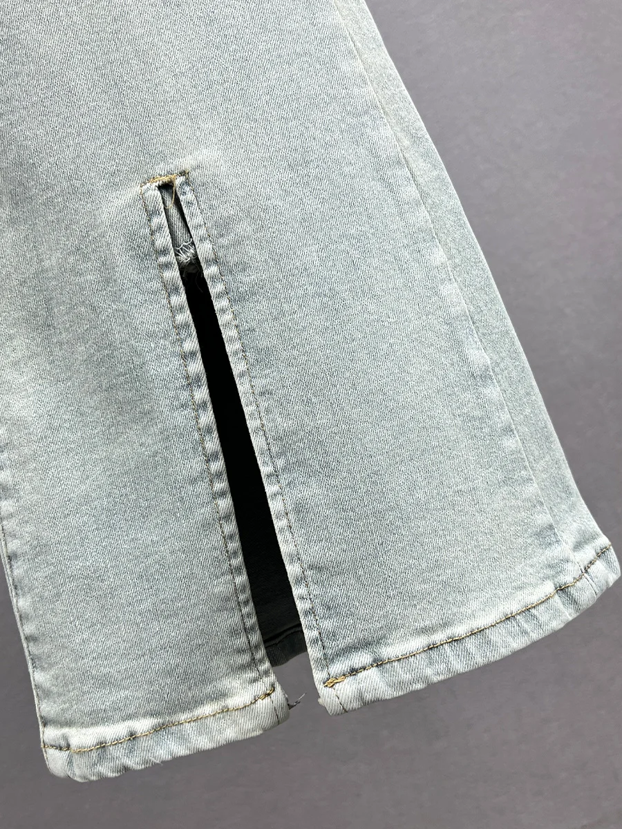 Woman Diamonds Black Jeans Long Jean Trousers 2024 Spring New Women's Elastic High Waist Slim-Fitting Bell-Bottom Denim Pants