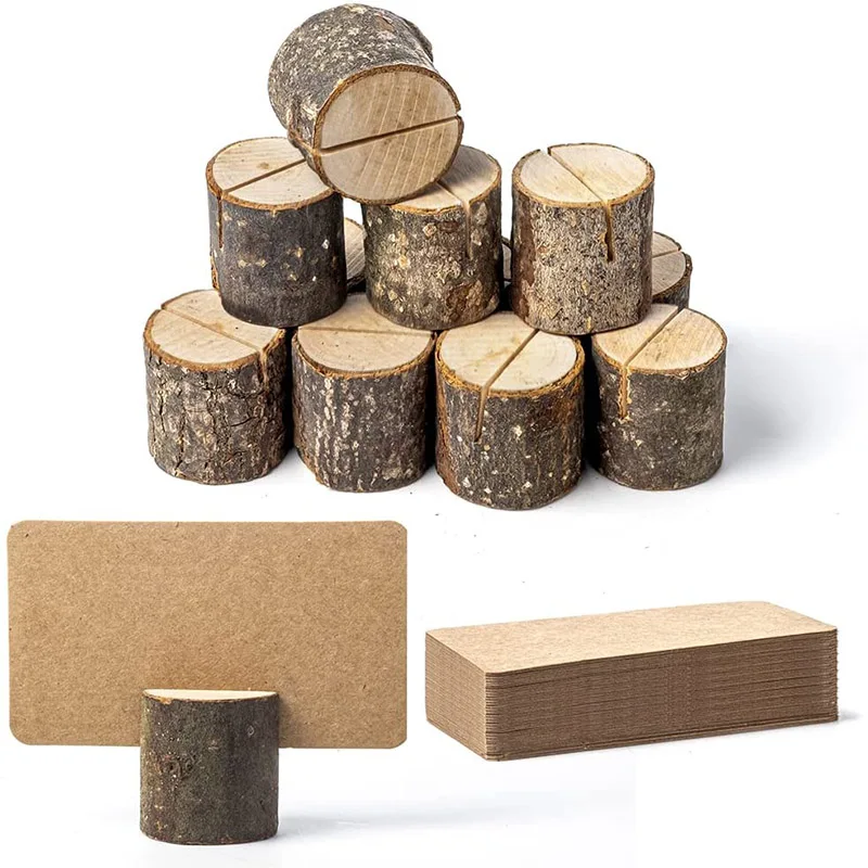 Place Card Holders 10Pcs Natural Wooden For Wedding Party