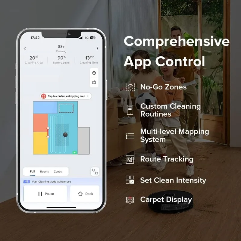 roborock S8+ Robot Vacuum,Sonic Mop with Self-Empty Dock,Stores up to 60-Days Dust,Auto Lifting Mop,Ultrasonic Carpet Detection