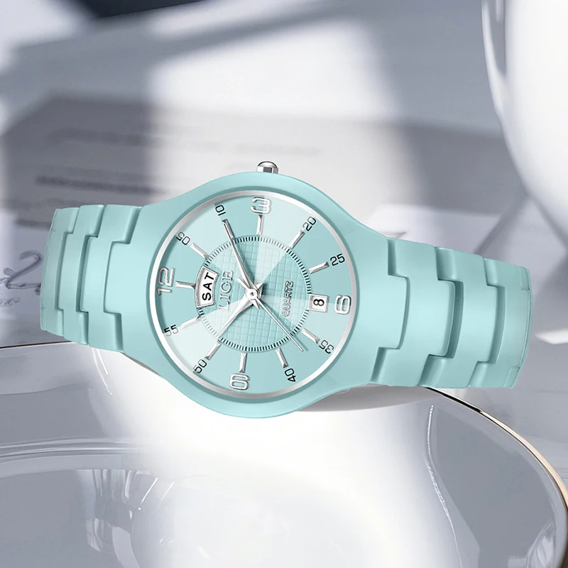 LIGE New Waterproof Ladies Quartz Watches Fashion Creative Ceramic Watch Women Casual Elegant Bracelet Watches Gift For Women