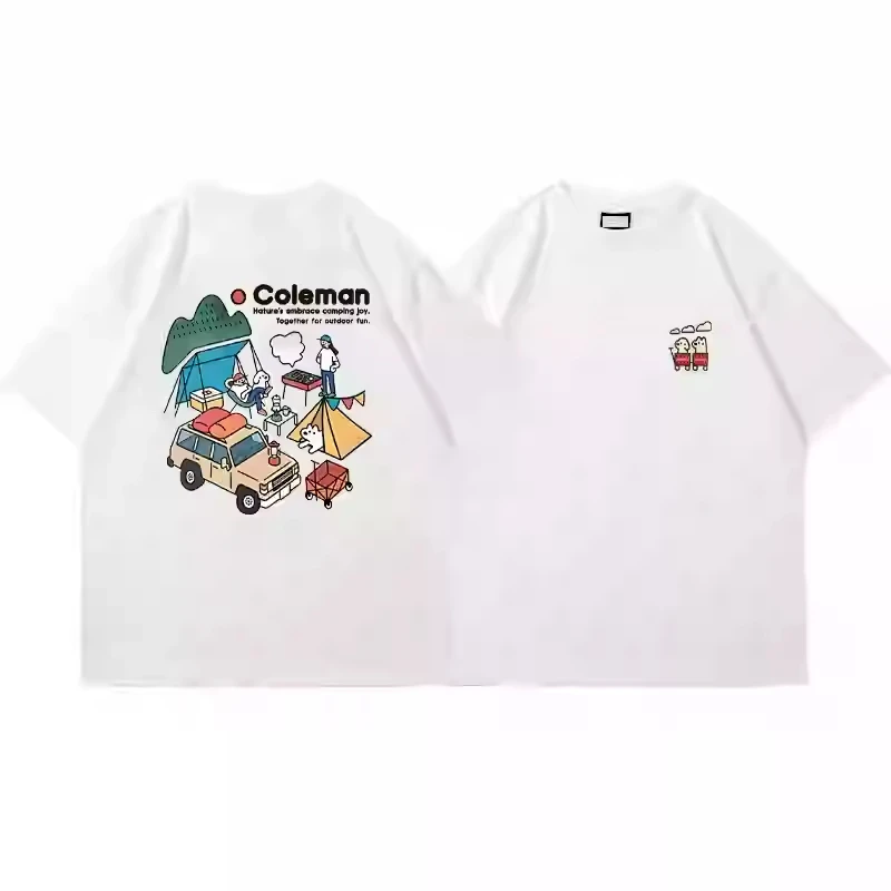 C0leman Fashion Casual Short Sleeve T-shirt Printed Fun Men's Cotton Short Sleeve  Summer New Show Outdoor Loose Couple Clothes 3