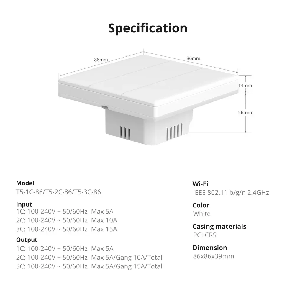 TX Ultimate T5 86 Wall Switch Full Touch Access LED Light Edge Multi-Sensory R