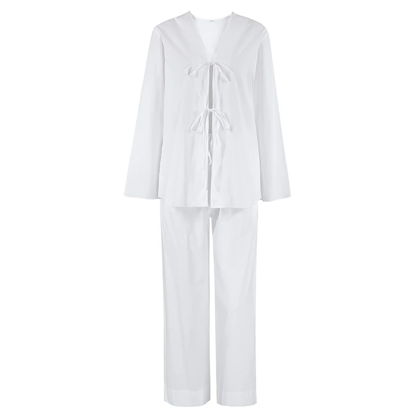 White Suit Pajamas Women White Long Sleeve Pajama Set Women White