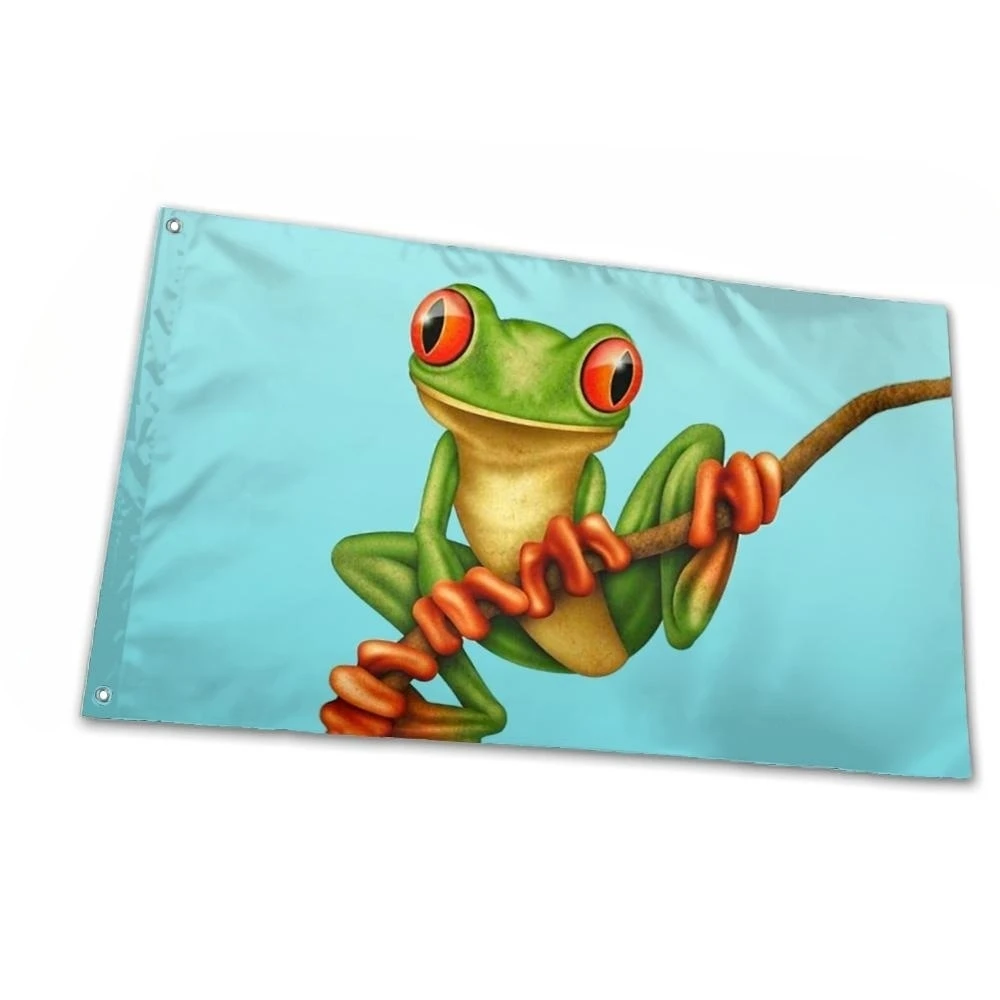 

Funny Frog Flag Indoor Outdoor Party Home Decoration Animal Pattern Flags Vivid Color Double Stitched Flag with Brass Grommets