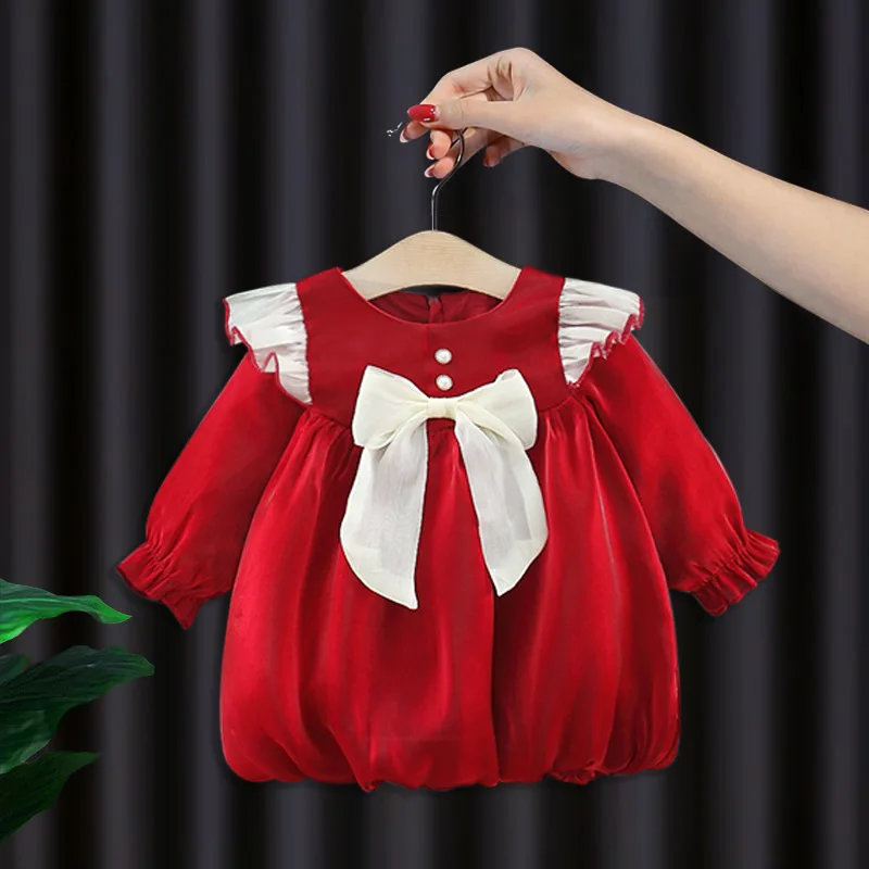 white christmas dresses Baby Girl Christmas Dress, Red Tulle Tutu Romper for Toddler & Newborn main image 1