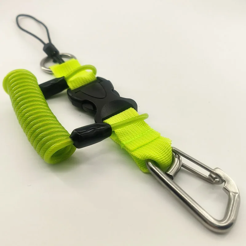 Enhanced Diving Safety Lanyard with Quick Release and Stainless Steel Spring Coil